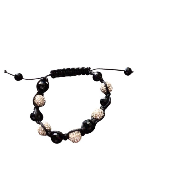 SPARKLING CRYSTAL BEAD ADJUSTABLE BRACELET Shamballa Style Pave Disco Ball - Picture 1 of 3